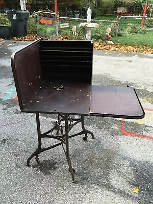 Vtg 1940s Military Industrial  Folding Wood Desk Typewriter Stand School DESK • $315