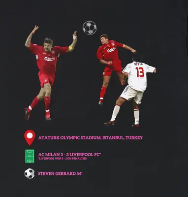 Liverpool FC Steven Gerrard Versus AC Milan Iconic Moment T-shirt/Tee/Top/Shirt. • £19.99