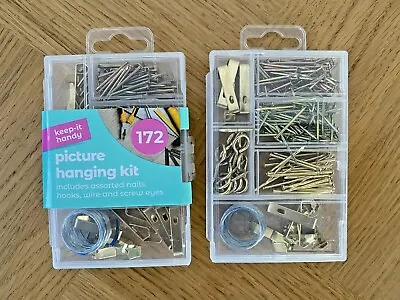 Brass Nail Wire Set Picture Hanging Wall Frame Mirror Holder Multipurpose Hooks • £3.39