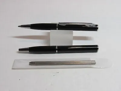 Set Of 2 Super Mini Brushed Black Metal Ballpoint Pen+2 Extra  Refills • $7.19