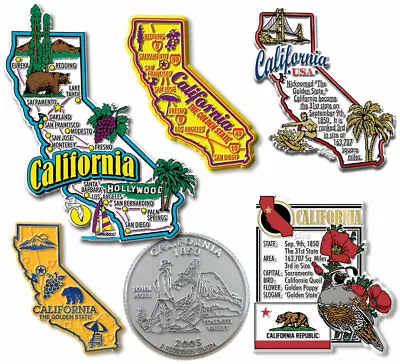 California Six-Piece State Magnet Set By Classic Magnets Includes 6 Designs • $19.99