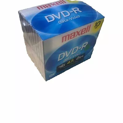 Maxell DVD-R Data Video 10 Pack New Sealed  4.7 GB~16X Max~120 Minutes Sp Mode • $15.99