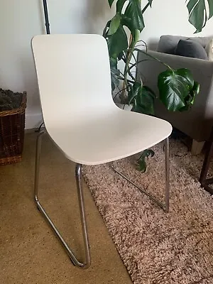 Vitra Eames Designed By Jasper￼ Morison Chair Chrome Leg White/ Stackable • £85
