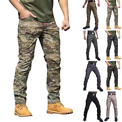 Mens Cargo Long Pants Combat Tactical Work Army Military Camo Casual Trousers AU • $34.99