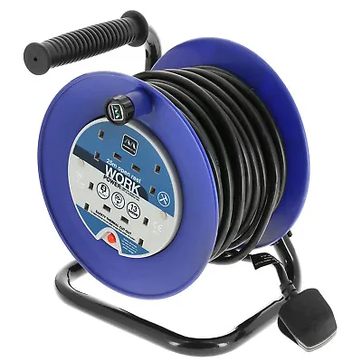 Masterplug Heavy Duty 13A Electrical 25m 4 Gang Socket Main Cable Extension Reel • £30.49