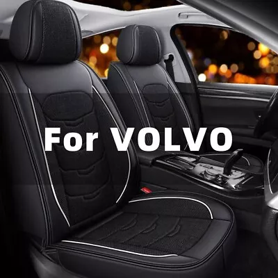 For VOLVO Linen Car 5 Seat Covers Full Set PU Leather Front Rear Cushion Pad Mat • $85.49