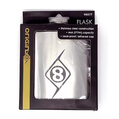 Origin 8 Stainless Steel 6oz Flask Silver Leak Proof Tethered Cap • $19.99
