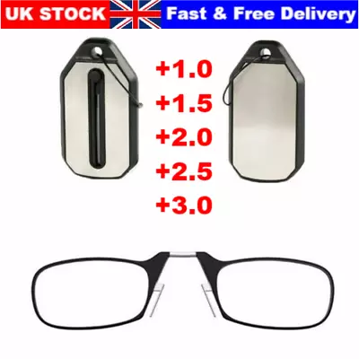 Mini Nose Clip On Portable Reading Glasses Rimless Key Chain Wallet Magnifying • £5.55