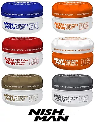 Nish Man Wax B Series | Premium Hair Gel/Wax | Aqua Formula | 150Ml Tub | UK • £6.95