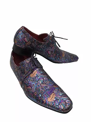 Men's Glen Maher Metallic Paisley Tie Shoes Sz.41 Sz.8 FormalTuxedo Evening • $24.99