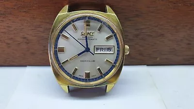 Camy Geneva Super Automatic Sea Club Gold Day Date Men's Watch Silver Dial • £15.69