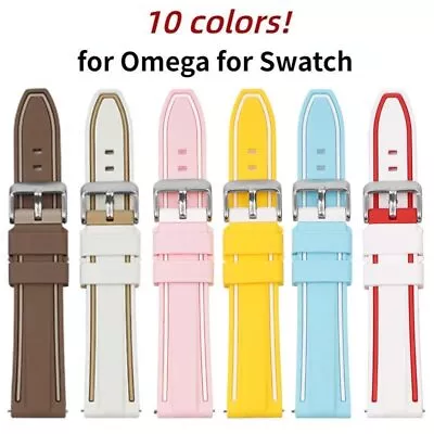 For Swatch Omega Silicone Watch Strap Speedmaster Joint Moon Swatch Band 20mm • £8.99