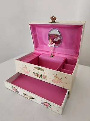 LVC 1993 Working Floral Ballerina Music / Jewelry Box - Drawer - Pink Lining • $20