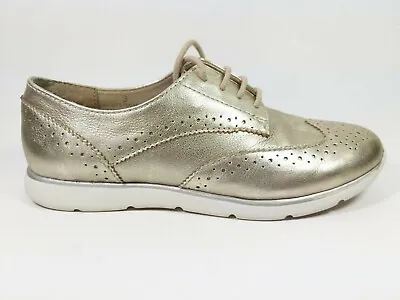 M & S Footglove Gold Leather Wingtip Brogue Shoes Uk 3 • £16.99