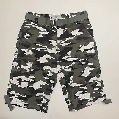 New Mens Shaka Wear Twill Cargo Multi Pocket Belted Casual Shorts • $27.99