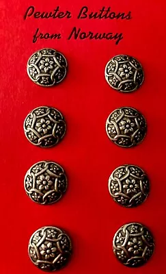 Vintage Pewter Buttons! Norwegian 🌸 8 Chain Of Flowers • $19.50