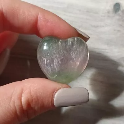 Rainbow Fluorite - X1 Crystal Heart (Polished Carving Gemstone Healing) • £2.50