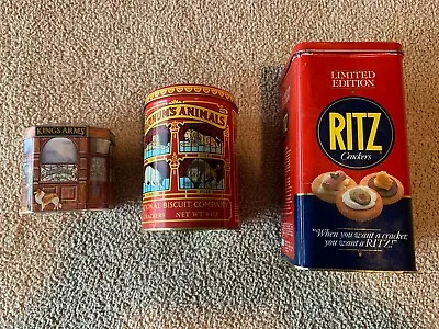 3 VINTAGE Collector Tins:Ritz Animal Crackers King’s Arms-Bentley’s Chocolates • $24.62