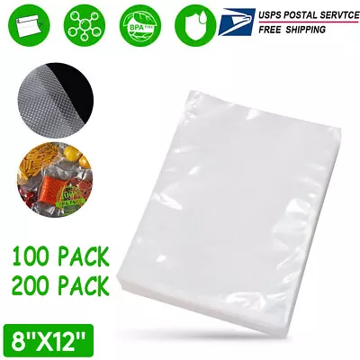 100/200 Packs Vacuum Sealer Bags 8x12  Embossed Food Saver Storage Package 4 Mil • $18.99