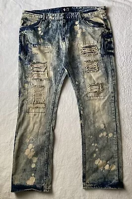 Mens Sz 40 X 32 Road Narrows Distressed Acid Wash Bleached Jeans Straight Leg  • $32