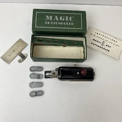 Vintage Greist Rotary Magic Key Buttonholer Extra Templates Instructions & Box • $7.99