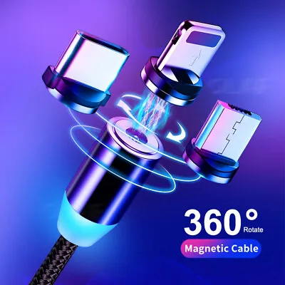 3 In 1 Magnetic Fast Charging Cable USB Charger 2.4A For IPhone Huawei Android • £2.59