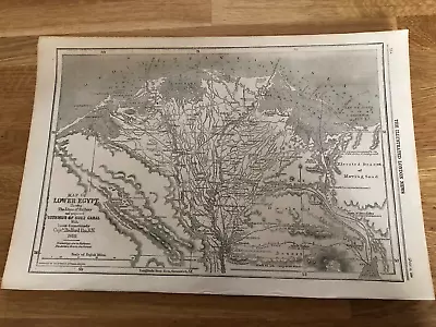 1859 Illustrated London News Print ! Map Of Lower Egypt ( Railway Lines ) • £24.99