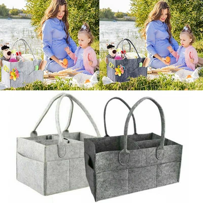 £2.29 • Buy Baby Diaper Caddy Organizer Felt Storage Changing Nappy Kids Carrier Bag Grey UK