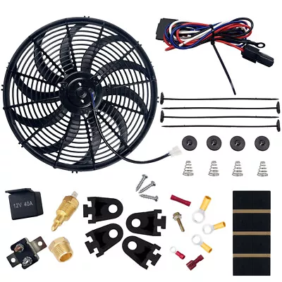 16'' Electric Radiator Slim Push Pull Cooling Fan 12V 120W 1000 CFM Mount Kit • $19.99