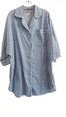 The Vermont Country Store Men's Nightshirt Blue Stripes Sleep Shirt Size Large • $29.99