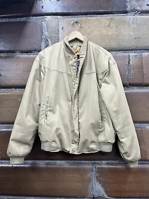 VINTAGE Original Catalina Varsity Bomber Jacket Tan Khaki Men's 42 • $24.99