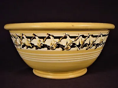 EXTREMELY RARE & UNIQUE 1860s JEFFORDS MOCHA CABLE BOWL YELLOW WARE MOCHAWARE • $4000