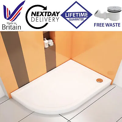 40mm Offset Quadrant Slimline Stone Shower Tray With Riser Kit + FREE Waste • £211.99