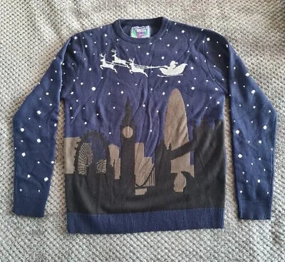 Charles Wilson Mens London Skyline Christmas Jumper - Size Medium • £9