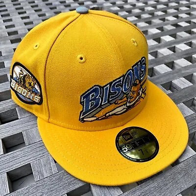 Buffalo Bisons Glow In The Dark Logo 59FIFTY Yellow BKLYNCAP Hat 7 1/4 • $99.99