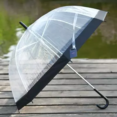 Large 31  Clear See Through Dome Umbrella Ladies Transparent Walking Rain Brolly • £7.90