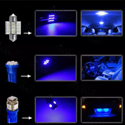 13pcs LED Car Interior Inside Light Dome Trunk Map License Plate Bulb Lamp Blue • $10.49