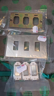 Morpheus SB Satin Nickel 3 Gang Rocker Switch Light Switch Bnib • £20