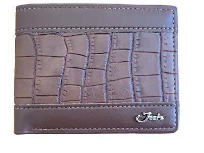 Brown Embossed Vegan Leather Wallet Leather Printed Bifold Wallet Crocodile • $9.71