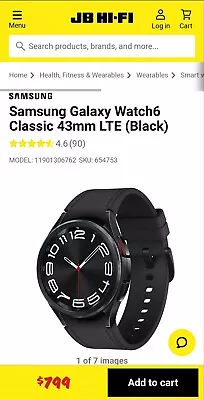 Samsung Galaxy Watch6 Classic  43mm  • $400