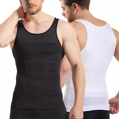 Mens Slimming Body Shaper Belly Chest Compression Vest Girdle T-shirt Tank Top • $8.26