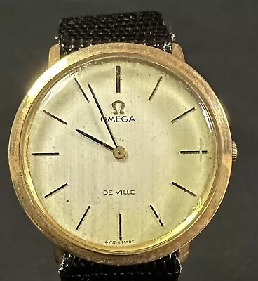 9k Omega DeVille Watch 1972 Cal 620 17 Jewels Manual Wind Solid Gold Case • $350