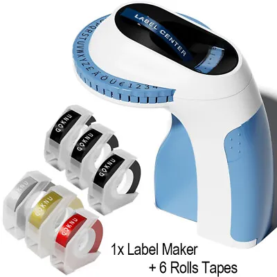 Embossed Label Maker Machine-E975 3D Embossing Label Makers With 6 Rolls Tapes • £17.09