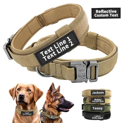 Personalized Military Tactical Dog Pet Collar With Handle Custom Name Print M-XL • $14.99