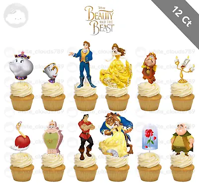 12 Beauty And The Beast Cupcake Cake Bella Topper Pick Favor Birthday Character  • $10.25