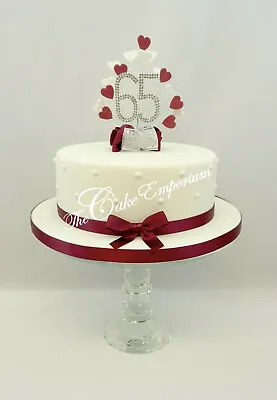 65th CAKE TOPPER HEART BURST SPRAY DIAMANTE BIRTHDAY NUMBER CAKE DECORATION  • £14.99