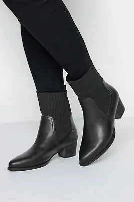 Yours Curve Womens Wide Fit Sock Top Line Western Heeled Boots • £44.99