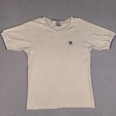 Vintage Pepe Jeans London T-Shirt Mens XL Beige Thermal V-Neck Short Sleeve Logo • $19.95