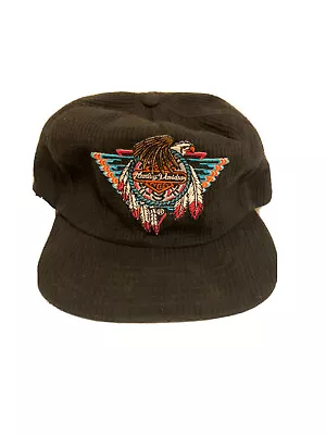 Vintage Harley-Davidson Motorycles Eagle Corduroy Snapback Hat • $57.50