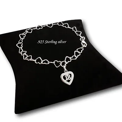 Silver Hearts Bracelet With 18 Charm. 18th Birthday Gift For Niece Daughter Etc • £24.99